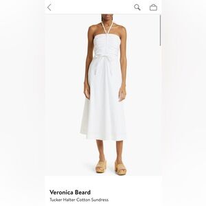 Veronica Beard White Halter Midi Dress
